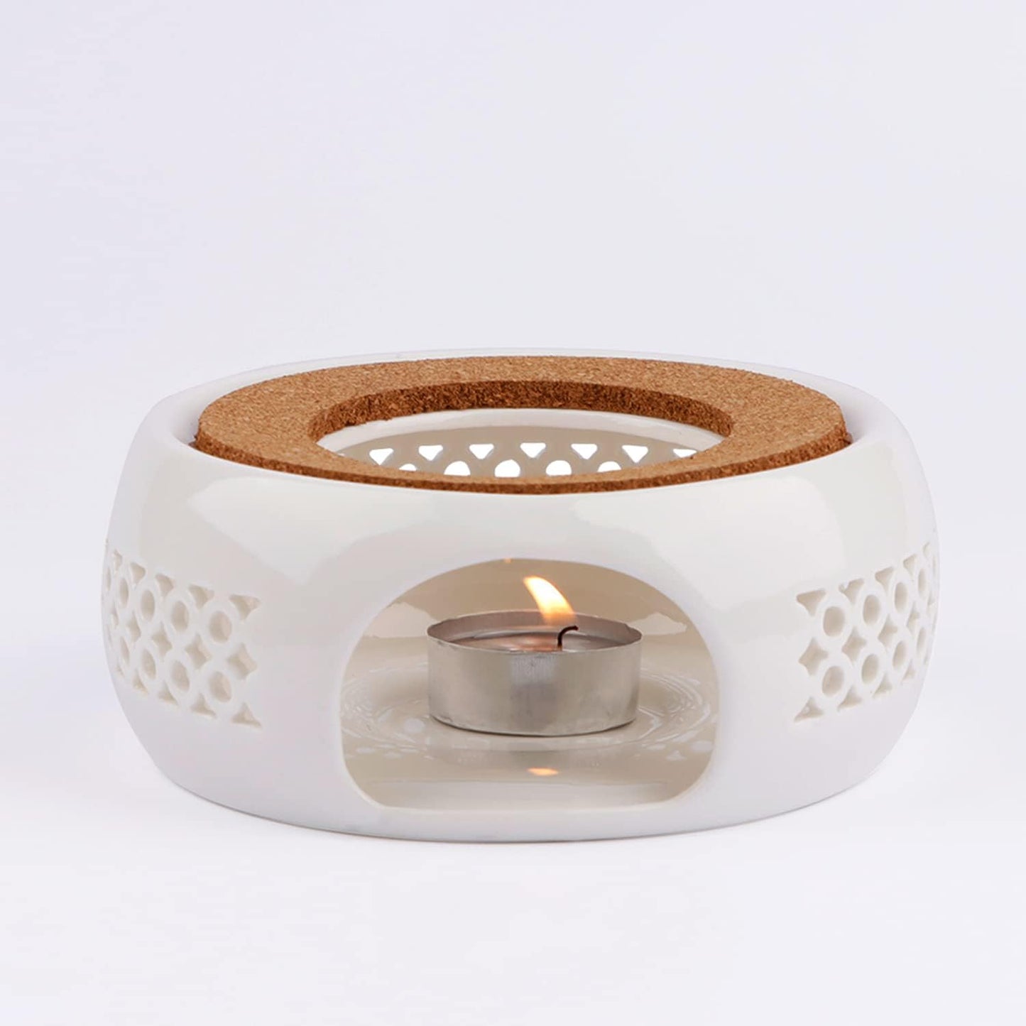 Teapot Warmer, Ceramic Teapot Heater with Cork Cushion Coffee Tea Warmer for Glass, Stainless Steel, Ceramic Teapot and Other Heatproof Dish Warming Use
