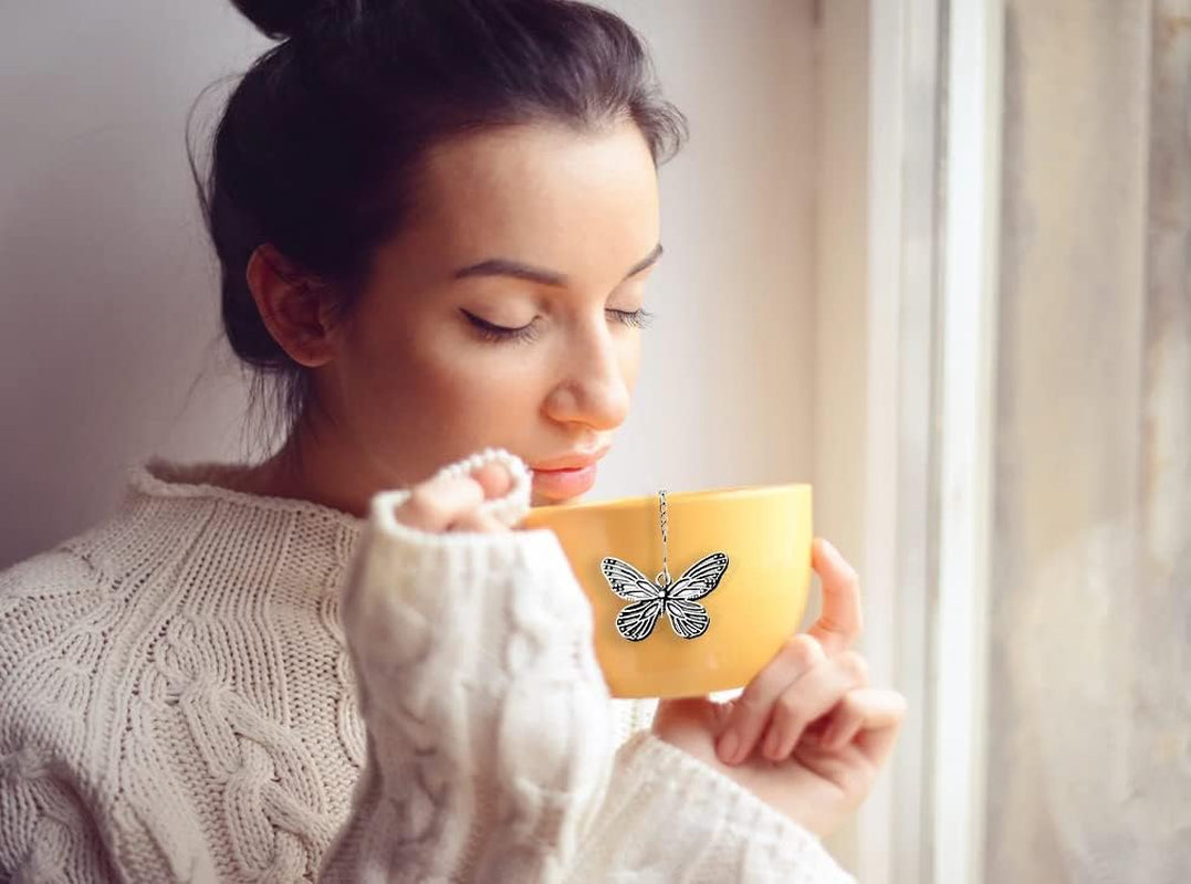 2Pcs Tea Infuser,Loose Leaf Tea Steeper Tea Strainer with Charm Handmade Dragonfly Butterfly Pendant Tea Ball Tea Filter Tea Infusers for Loose Tea