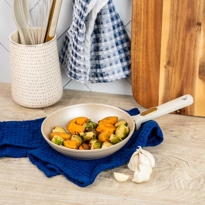 Thyme & Table 8" Ceramic Non-Stick Granite Collection Non-Toxic Fry Pan - Taupe & Gold