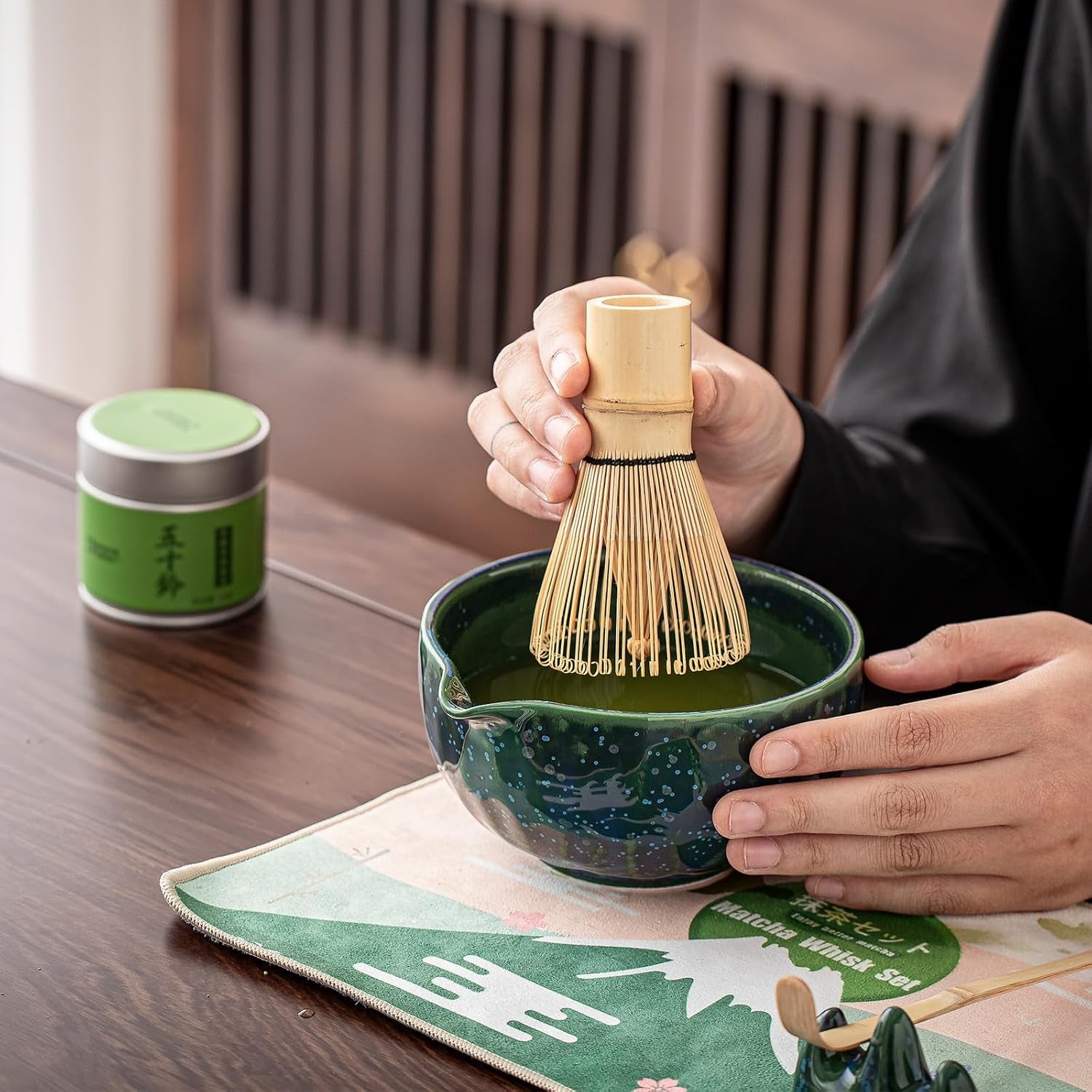 Matcha Whisk Set, 9 Pcs Ceramic Starry Matcha Set for Beginner | Matcha Bowl with Spout and Whisk, Matcha Tea Kit for Matcha Lovers, Ideal Gift for Friend