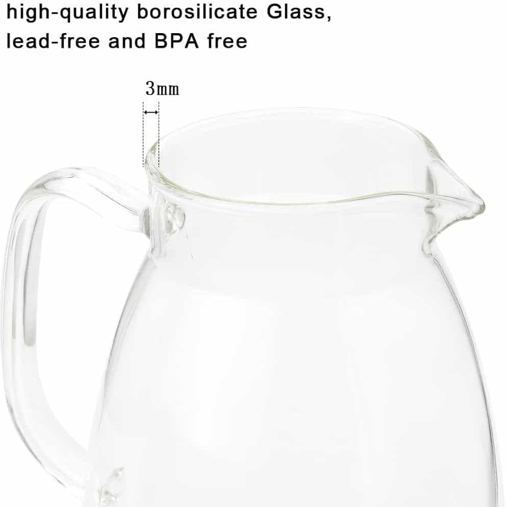Glass Pitcher with Lid,68 Oz Water Pitcher for Hot Cold Drinks,Glass Water Pitch