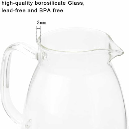 Glass Pitcher with Lid,68 Oz Water Pitcher for Hot Cold Drinks,Glass Water Pitch