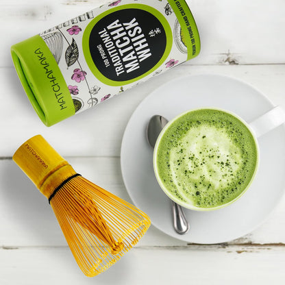 Premium Matcha Green Tea Whisk - 100 Prong -  Traditional Japanese Bamboo Matcha Whisk - Green Tea, Matcha Latte, Matcha Ceremonial Powder, Matcha Tea - the Perfect Matcha Ceremony Whisk