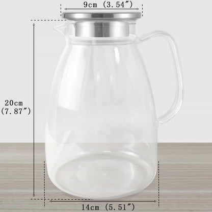 Glass Pitcher with Lid,68 Oz Water Pitcher for Hot Cold Drinks,Glass Water Pitch