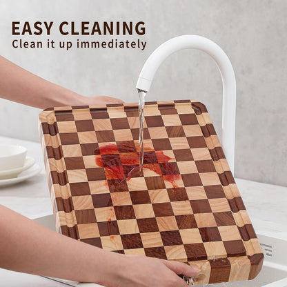 Acacia Wood Cutting Boards for Kitchen-Large Wooden Cutting Boards for Chopping Meat, Cheese, Fruits, and Vegetables