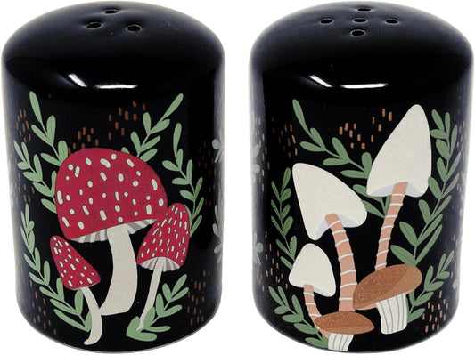 Steel Mill & Co. Ceramic Salt and Pepper Shaker Set, Mushroom | Cute Novelty Mushrooms Decor, Cottagecore, Hippie, Fairycore Kitchen Accessories, Spice Set of 2