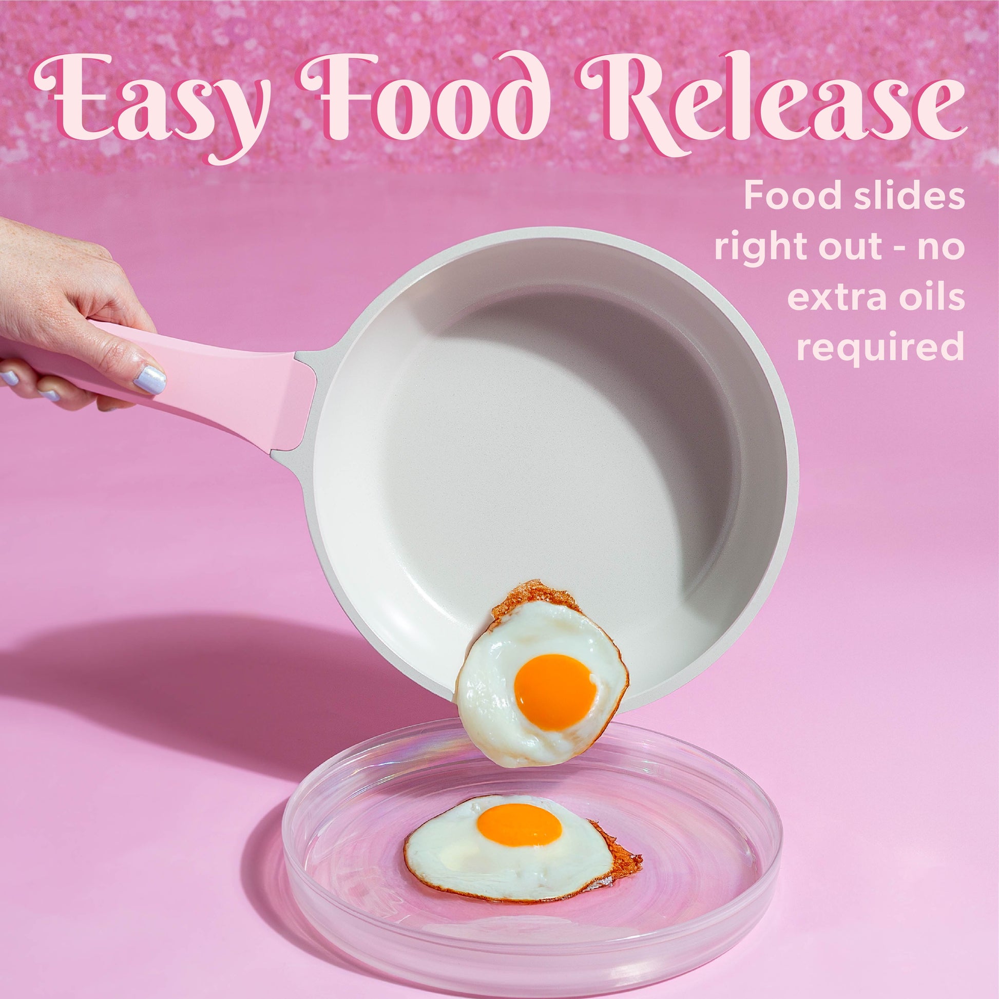 10-Piece Ceramic Nonstick Cookware Set with Pots & Pans, Clean Ceramic™ Coating, Faceted Pink Design