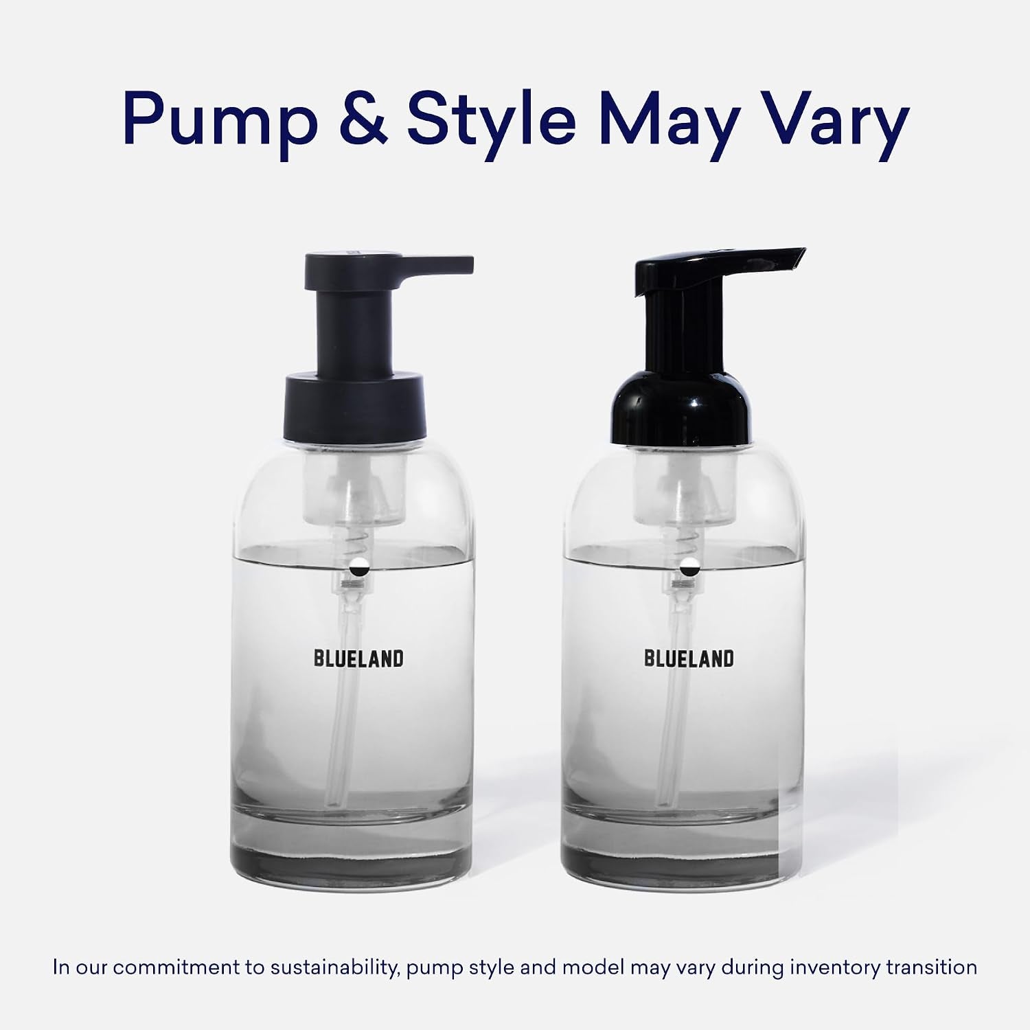 BLUELAND Hand Soap Starter Set, 1 Refillable Glass Foaming Hand Soap Dispenser in Slate with 4 Refill Tablets, Variety Scents, 4 X 9 Fl Oz