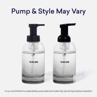 BLUELAND Hand Soap Starter Set, 1 Refillable Glass Foaming Hand Soap Dispenser in Slate with 4 Refill Tablets, Variety Scents, 4 X 9 Fl Oz