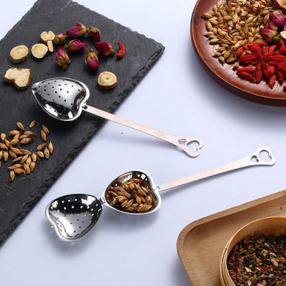 2Pcs Tea Strainers for Loose Tea Spoon - Heart Tea Steeper Tea Filter Fine Mesh Strainer Stainless Steel Tea Diffuser Tea Infuser Spoon - Loose Tea Steeper Tea Infuser