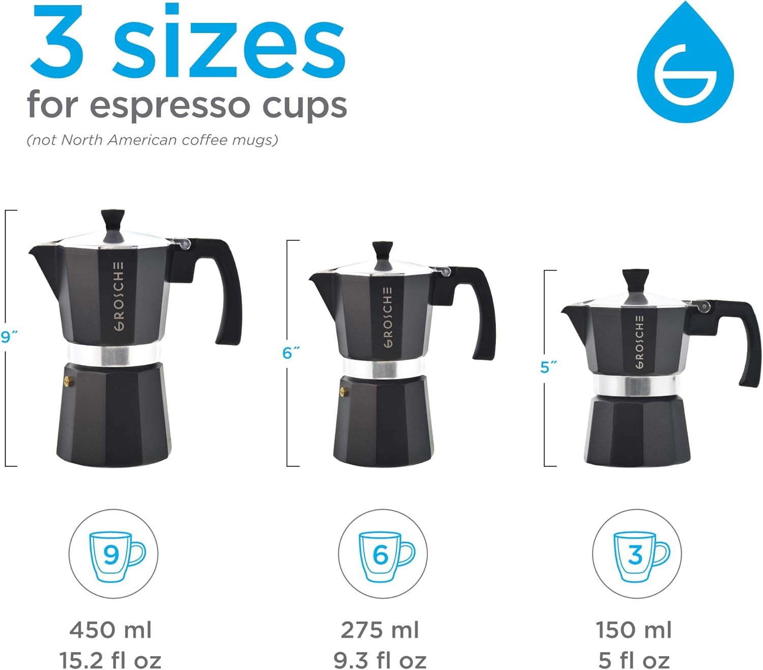 Milano Stovetop Espresso Maker Moka Pot Cuban Coffee Maker Stovetop Coffee Maker Moka Italian Greca Brewer Percolator | 6 Espresso Cup, Black