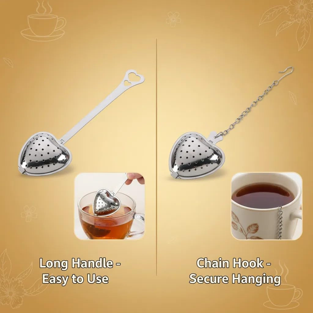 2Pcs Tea Strainers for Loose Tea Spoon - Heart Tea Steeper Tea Filter Fine Mesh Strainer Stainless Steel Tea Diffuser Tea Infuser Spoon - Loose Tea Steeper Tea Infuser