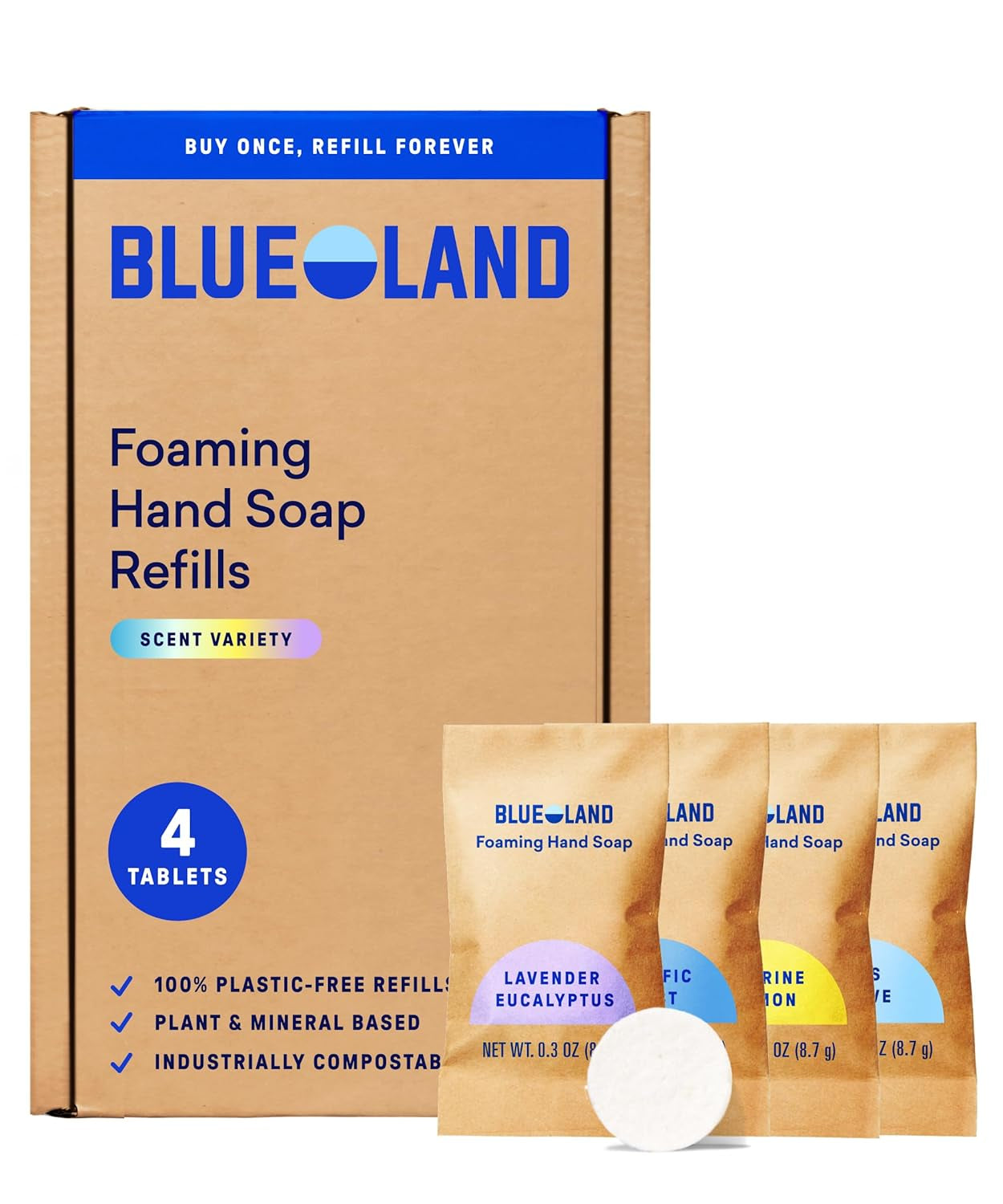 Foaming Hand Soap Refill Tablets, 4-Pack, Variety Pack Scents, Eco Friendly Cleaning Products, 4 X 9 Fl Oz