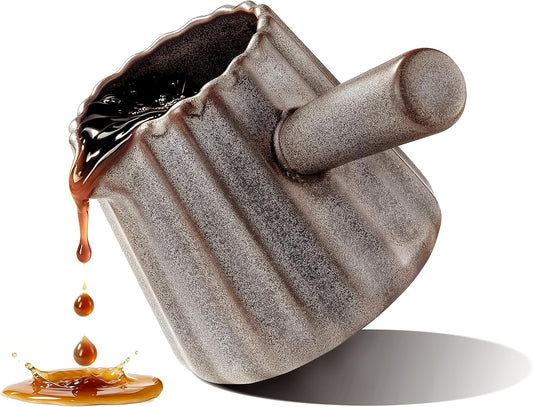 Espresso Shot Cups,  Ceramic Espresso Measuring Cups with Handle, 200ML/6 OZ, Dark Agate Red
