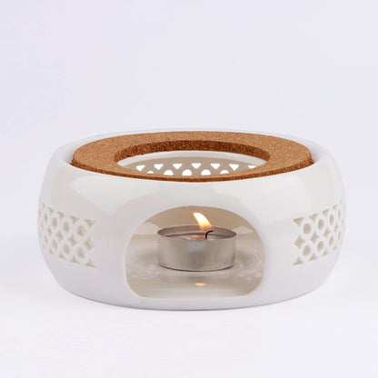 Teapot Warmer, Ceramic Teapot Heater with Cork Cushion Coffee Tea Warmer for Glass, Stainless Steel, Ceramic Teapot and Other Heatproof Dish Warming Use