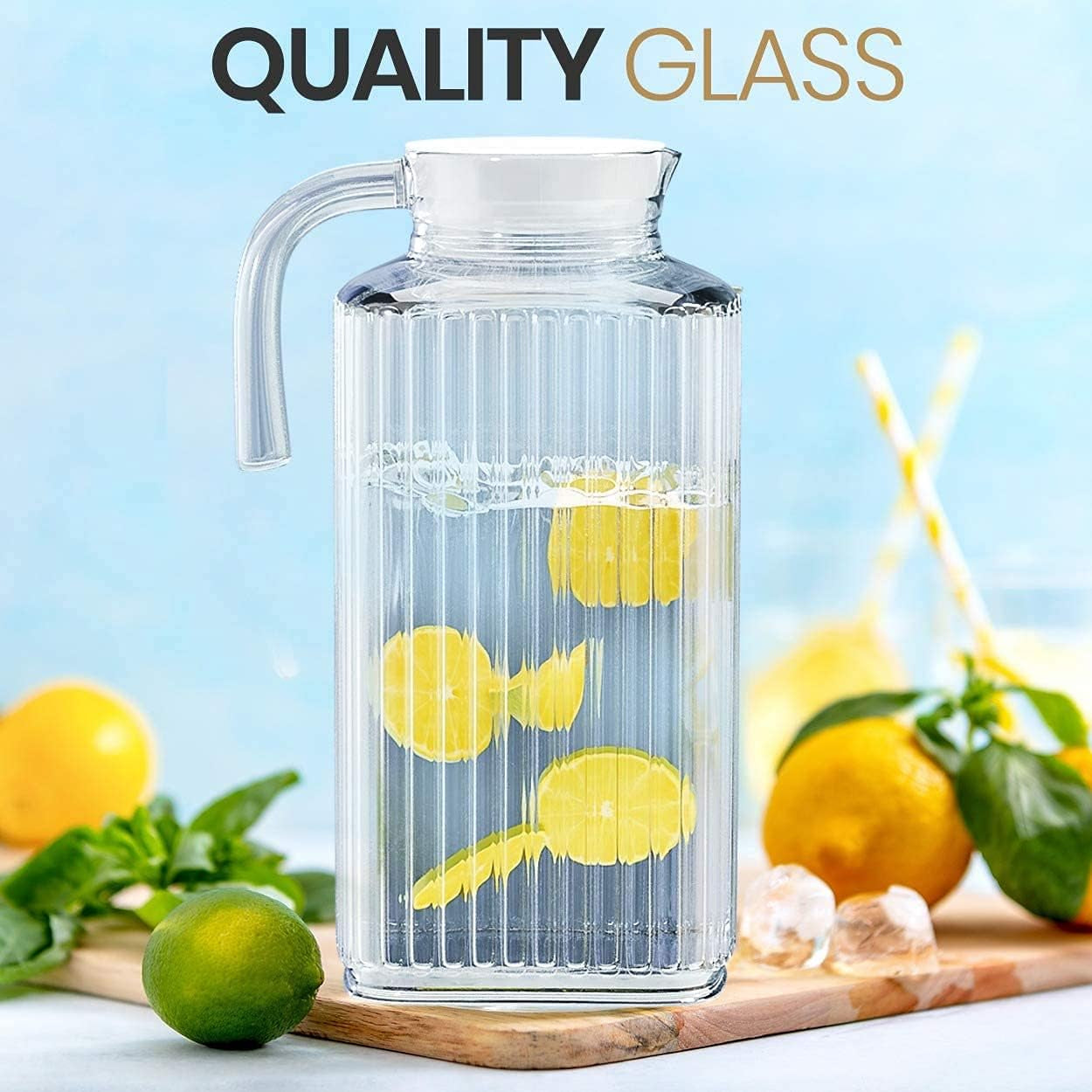 Fridge Pitcher – 60 OZ. Glass Water Fridge Pitcher with Lid by  Practical and Easy to Use Fridge Pitcher Great for Lemonade, Iced Tea, Milk, Cocktails and More Beverages.