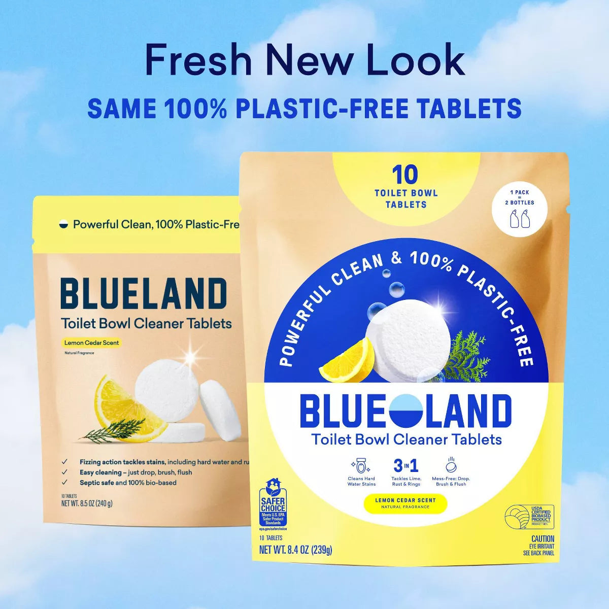 Blueland Lemon Cedar Toilet Bowl Cleaning Tablets - 8.4Oz/10Ct: Hypoallergenic, Vegan