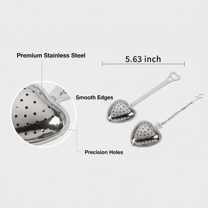 2Pcs Tea Strainers for Loose Tea Spoon - Heart Tea Steeper Tea Filter Fine Mesh Strainer Stainless Steel Tea Diffuser Tea Infuser Spoon - Loose Tea Steeper Tea Infuser