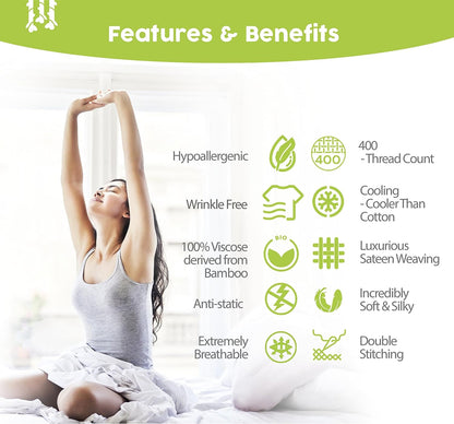 California King Sheet Sets - 100% Pure Viscose Derived from Bamboo Sheets California King Size - Super Soft Viscose Cooling Sheets for Hot Sleepers - up to 16’’ Deep Pocket (S Gray)