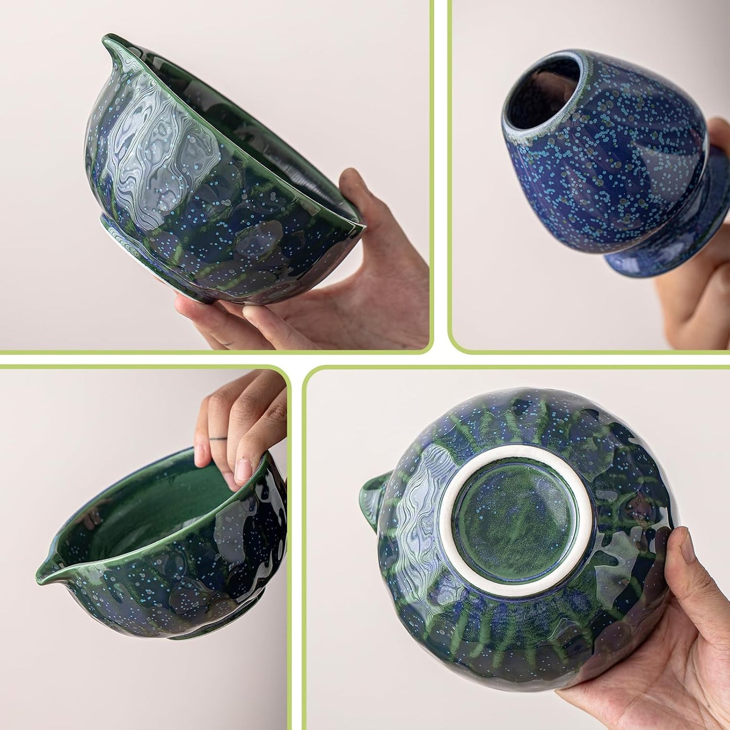 Matcha Whisk Set, 9 Pcs Ceramic Starry Matcha Set for Beginner | Matcha Bowl with Spout and Whisk, Matcha Tea Kit for Matcha Lovers, Ideal Gift for Friend
