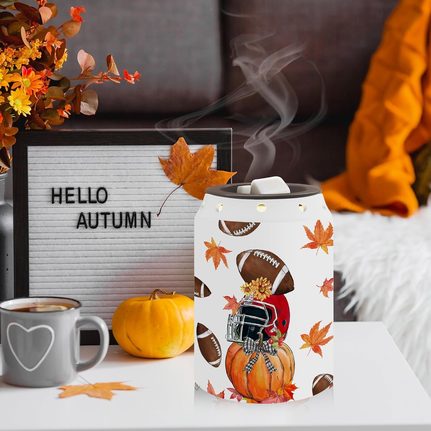 Fall Decorations for Home, Fall Wax Melt Warmer, Football Decor | Football, Autumn Decor, Pumpkin Decorations, Kitchen, Bathroom, Farm Housewarming Gifts