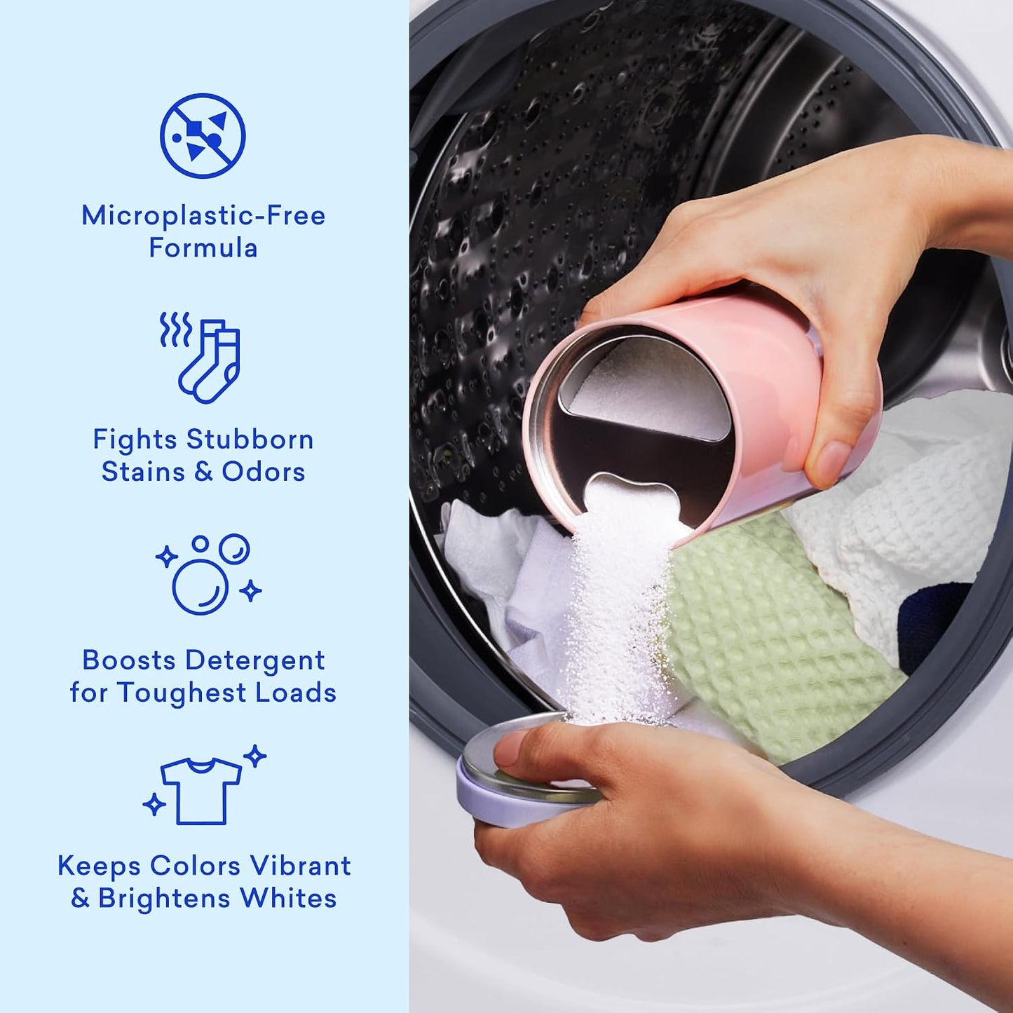 Oxi Laundry Booster Powder with Tin, Starter Set, Spring Bloom Scent, 25 Loads, 17.6 Oz, Plastic-Free, Eco Friendly, Oxy Cleaner, Stain Remover