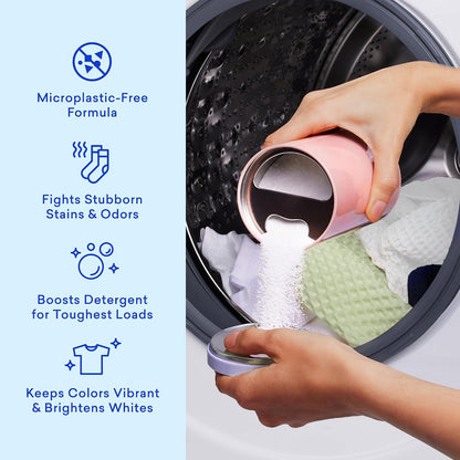 Oxi Laundry Booster Powder with Tin, Starter Set, Spring Bloom Scent, 25 Loads, 17.6 Oz, Plastic-Free, Eco Friendly, Oxy Cleaner, Stain Remover