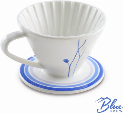 2PK (1-2 Cups) Ceramic Pour over Coffee Dripper, Blue Cornflower - Artisan Series (BB1001-P2)