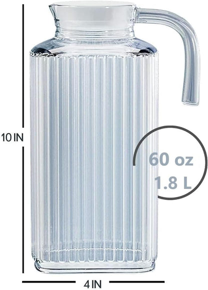Fridge Pitcher – 60 OZ. Glass Water Fridge Pitcher with Lid by  Practical and Easy to Use Fridge Pitcher Great for Lemonade, Iced Tea, Milk, Cocktails and More Beverages.
