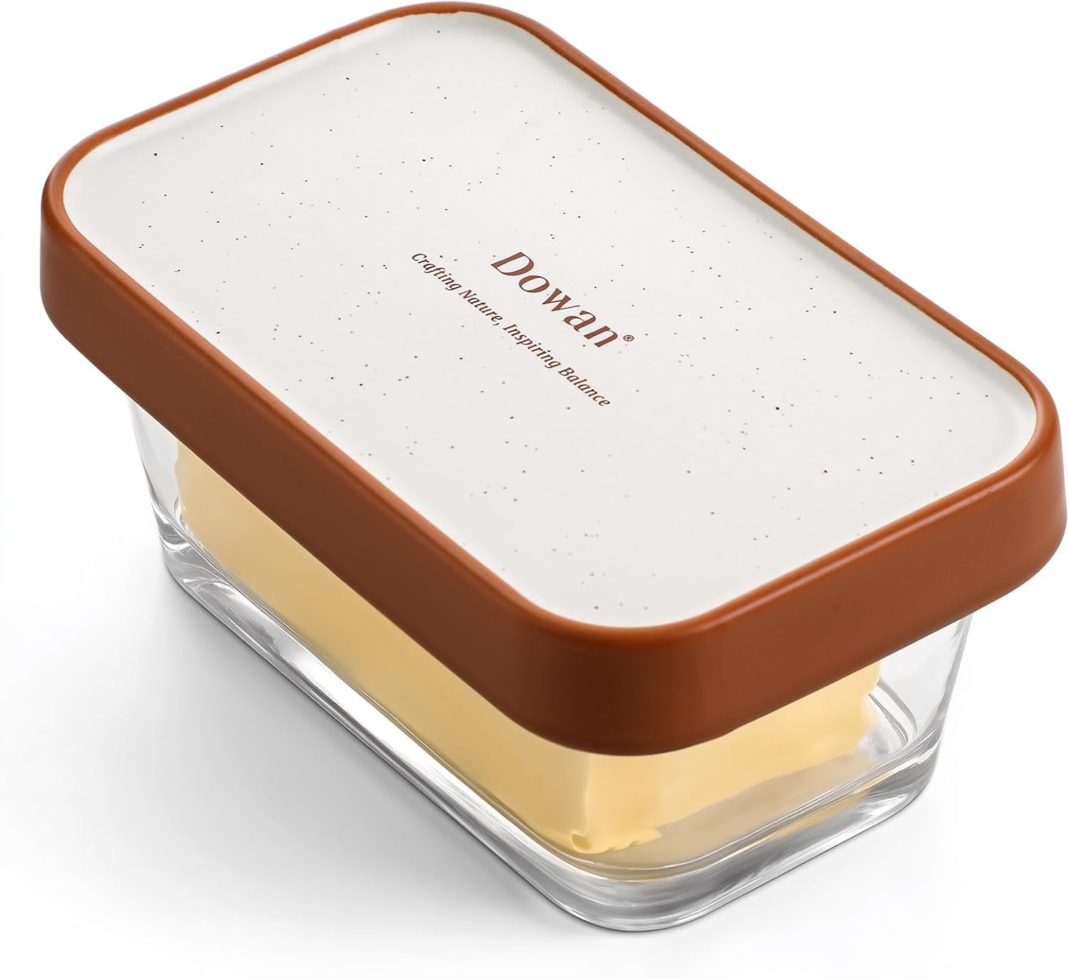 Glass Butter Dish with Ceramic Lid, Large Butter Container for 3 Sticks, 2-In-1 Butter Dish with Lid for Countertop, Multi-Purpose Preserving Keepers and Tray, Dishwasher Safe-Cozy Gift
