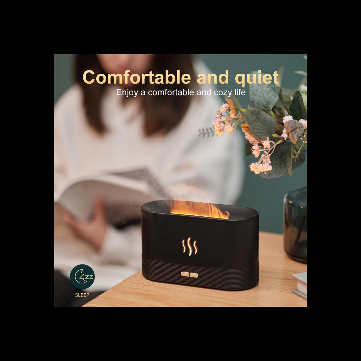 Humidifier,Ultrasonic Cool Mist Humidifier with 7 Colors Flame Lights,Essential Oil Diffuser,For Room,White