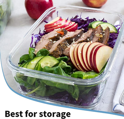 15 Packs Glass Food Storage Container with Airtight Lids,Stackable Square Meal Prep Containers for Kitchen Freezer,Round Glass Lunch Box