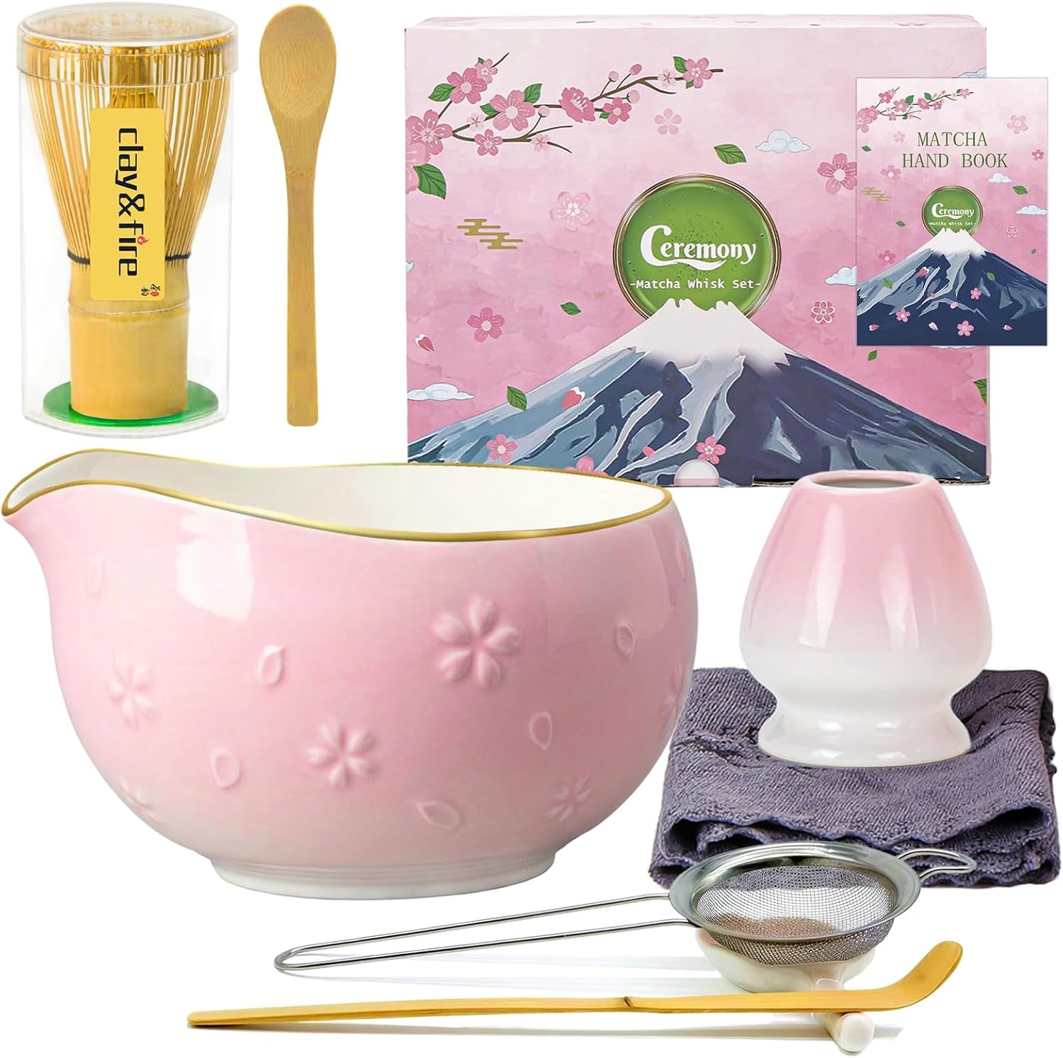 Matcha Whisk, Handcrafted Bamboo Whisk for Matcha Powder (Cherry Bloom-Pink)