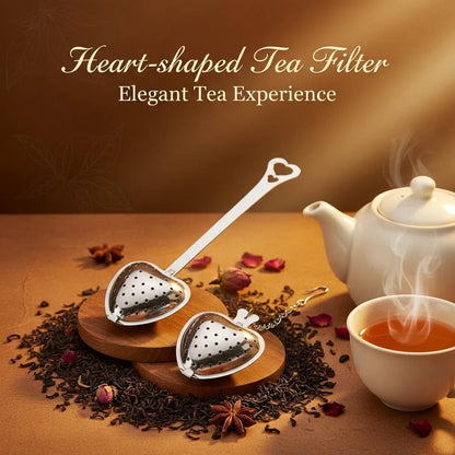 2Pcs Tea Strainers for Loose Tea Spoon - Heart Tea Steeper Tea Filter Fine Mesh Strainer Stainless Steel Tea Diffuser Tea Infuser Spoon - Loose Tea Steeper Tea Infuser