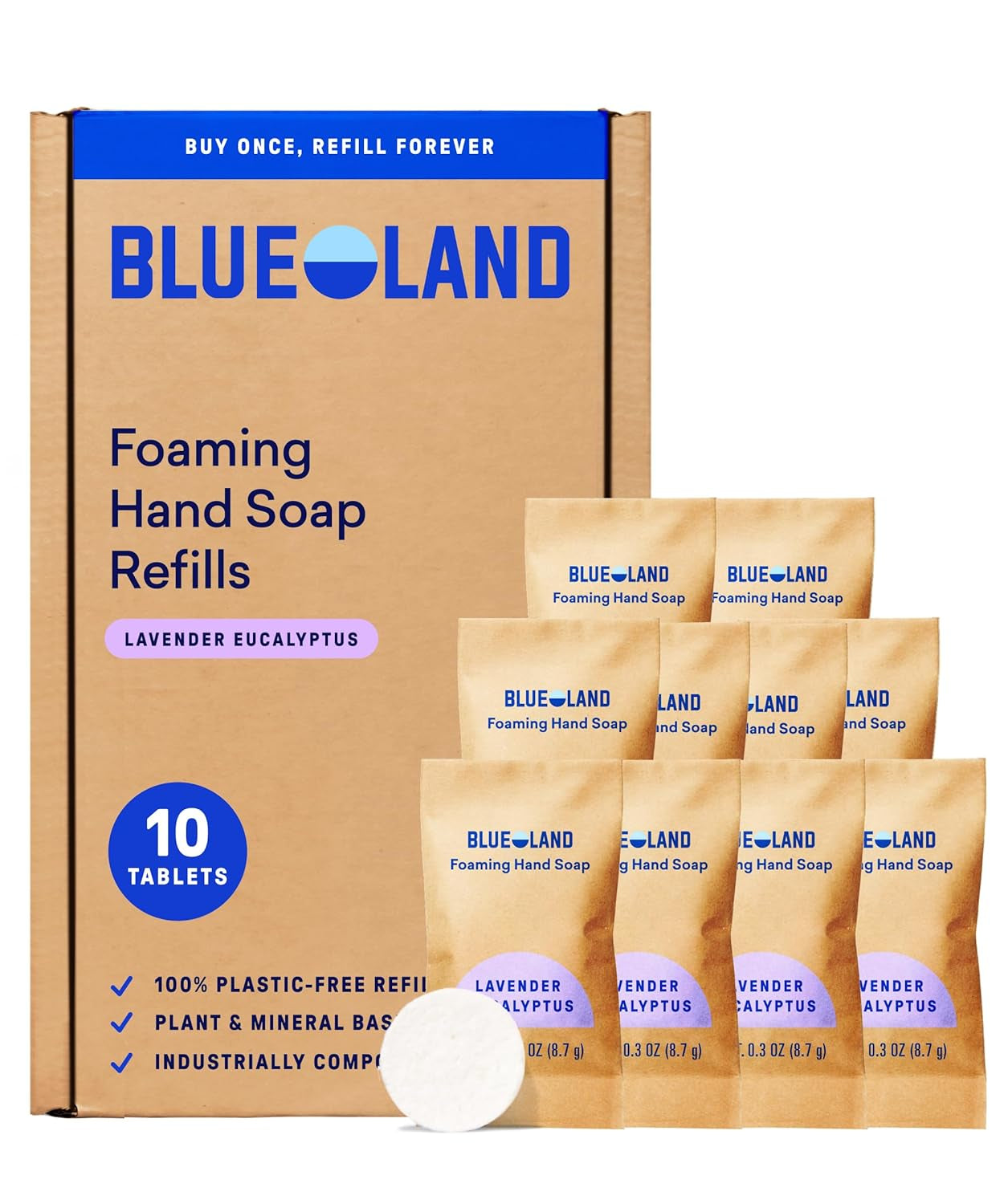 Foaming Hand Soap Refill Tablets, 10-Pack, Lavender Eucalyptus Scent, Eco Friendly Cleaning Products, 10 X 9 Fl Oz