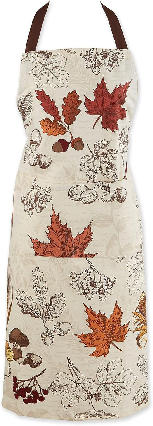 Unisex Fall & Thanksgiving Kitchen Apron, Adjustable Long Waist Ties with Large Pockets