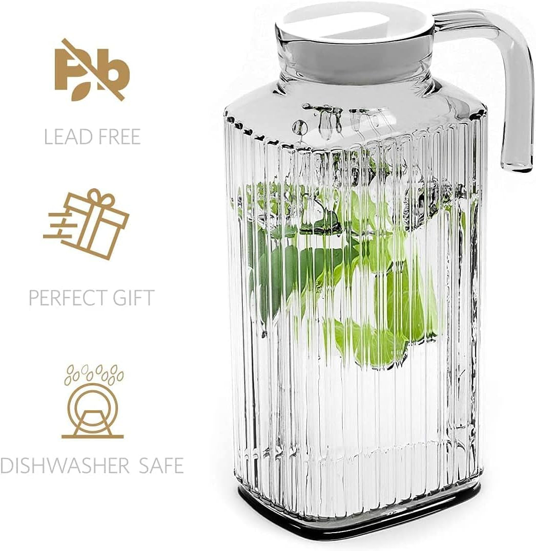 Fridge Pitcher – 60 OZ. Glass Water Fridge Pitcher with Lid by  Practical and Easy to Use Fridge Pitcher Great for Lemonade, Iced Tea, Milk, Cocktails and More Beverages.