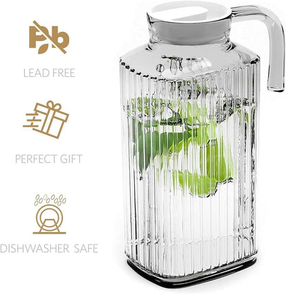 Fridge Pitcher – 60 OZ. Glass Water Fridge Pitcher with Lid by  Practical and Easy to Use Fridge Pitcher Great for Lemonade, Iced Tea, Milk, Cocktails and More Beverages.