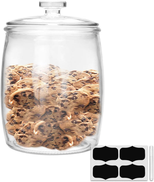 1 Gallon Glass Jars, Cookie Jar & Candy Jar with Lid, Large Food Storage Container,Glass Jar with Lid for Buffet, Coffee & Flour, Laundry Room Storage & Pantry