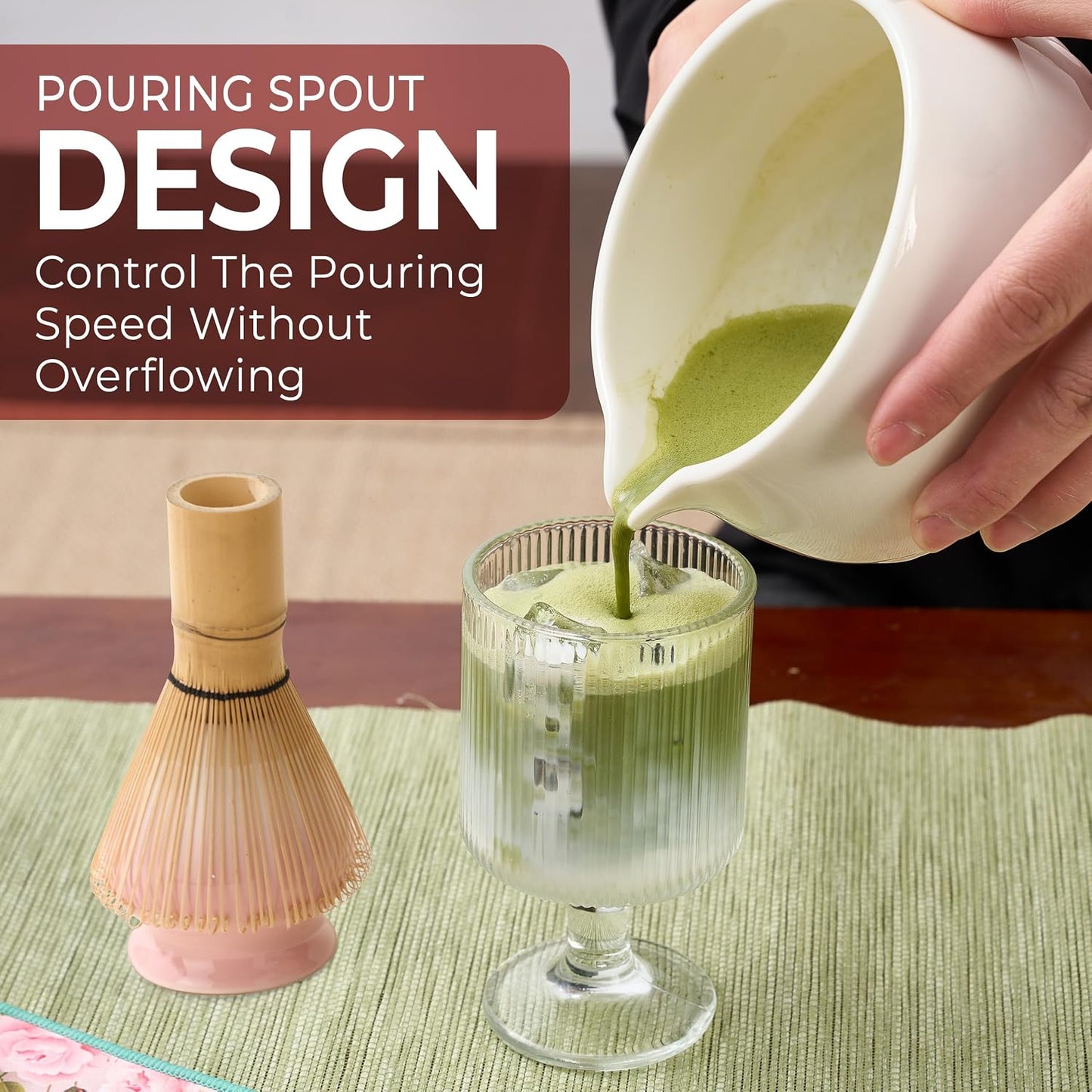 8Pcs Matcha Whisk Set - Matcha Whisk Set with Ceramic Matcha Bowls | Japanese Tea Set | Matcha Shaker | Matcha Making Kit | Matcha Set | Pink Matcha Kit