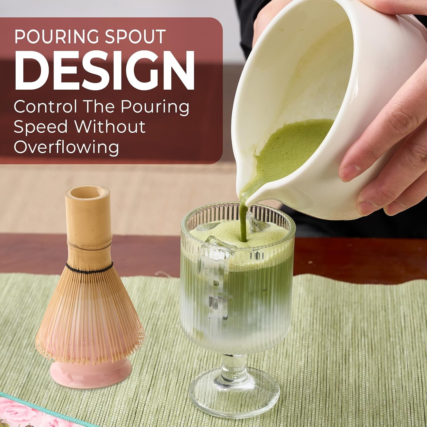 8Pcs Matcha Whisk Set - Matcha Whisk Set with Ceramic Matcha Bowls | Japanese Tea Set | Matcha Shaker | Matcha Making Kit | Matcha Set | Pink Matcha Kit