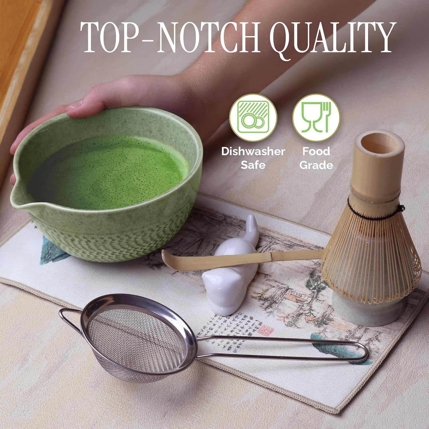 Matcha Whisk Set, 8-Piece Japanese Matcha Set - Ceremony Matcha Set with Matcha Sifter, Matcha Bowl, Whisk Holder, Matcha Whisk, Scoop & Magnetic Gift Box for Matcha Lovers - Matcha Kit