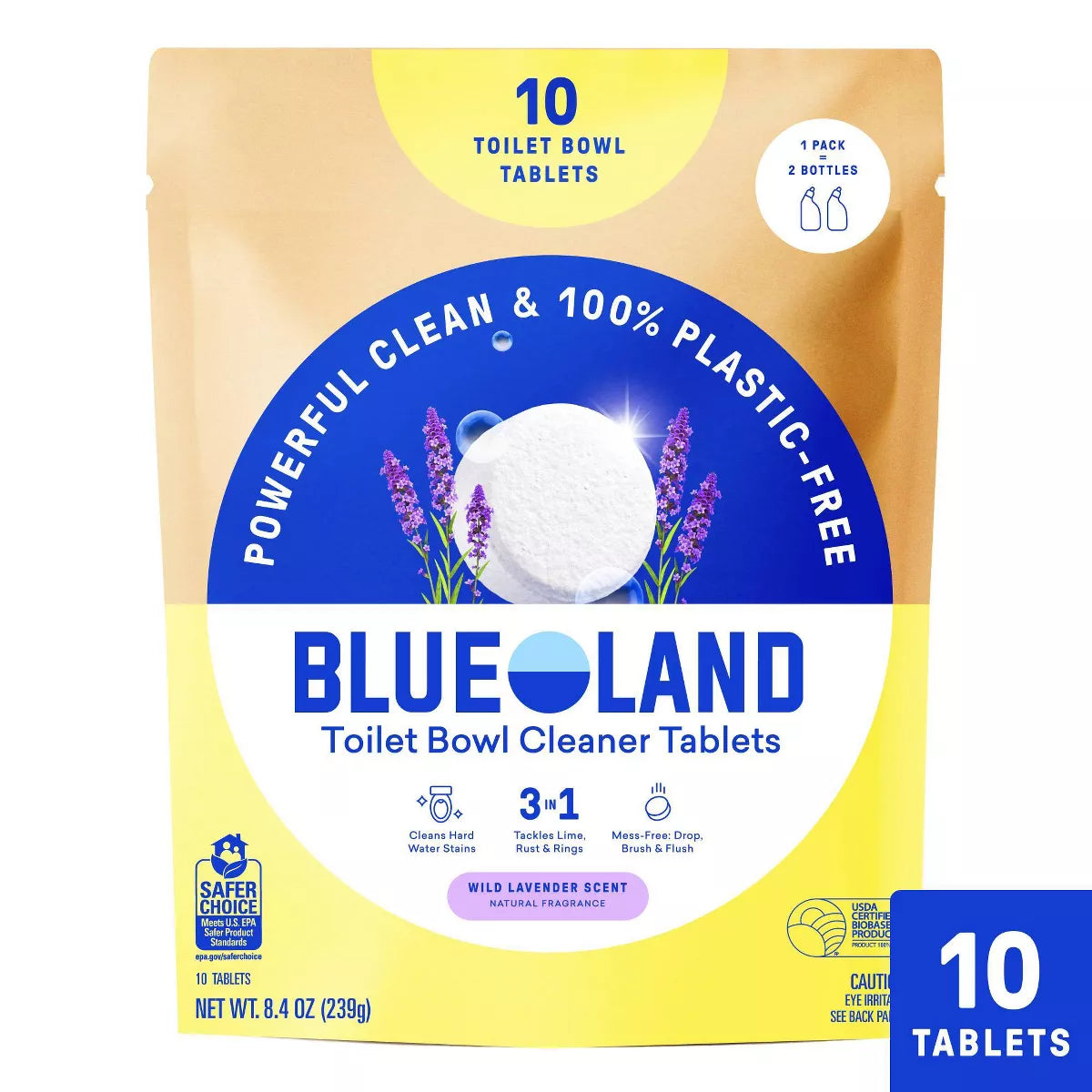 Blueland Wild Lavender Toilet Bowl Cleaning Tablets - 8.4Oz/10Ct: Paraben-Free, Hypoallergenic, Vegan