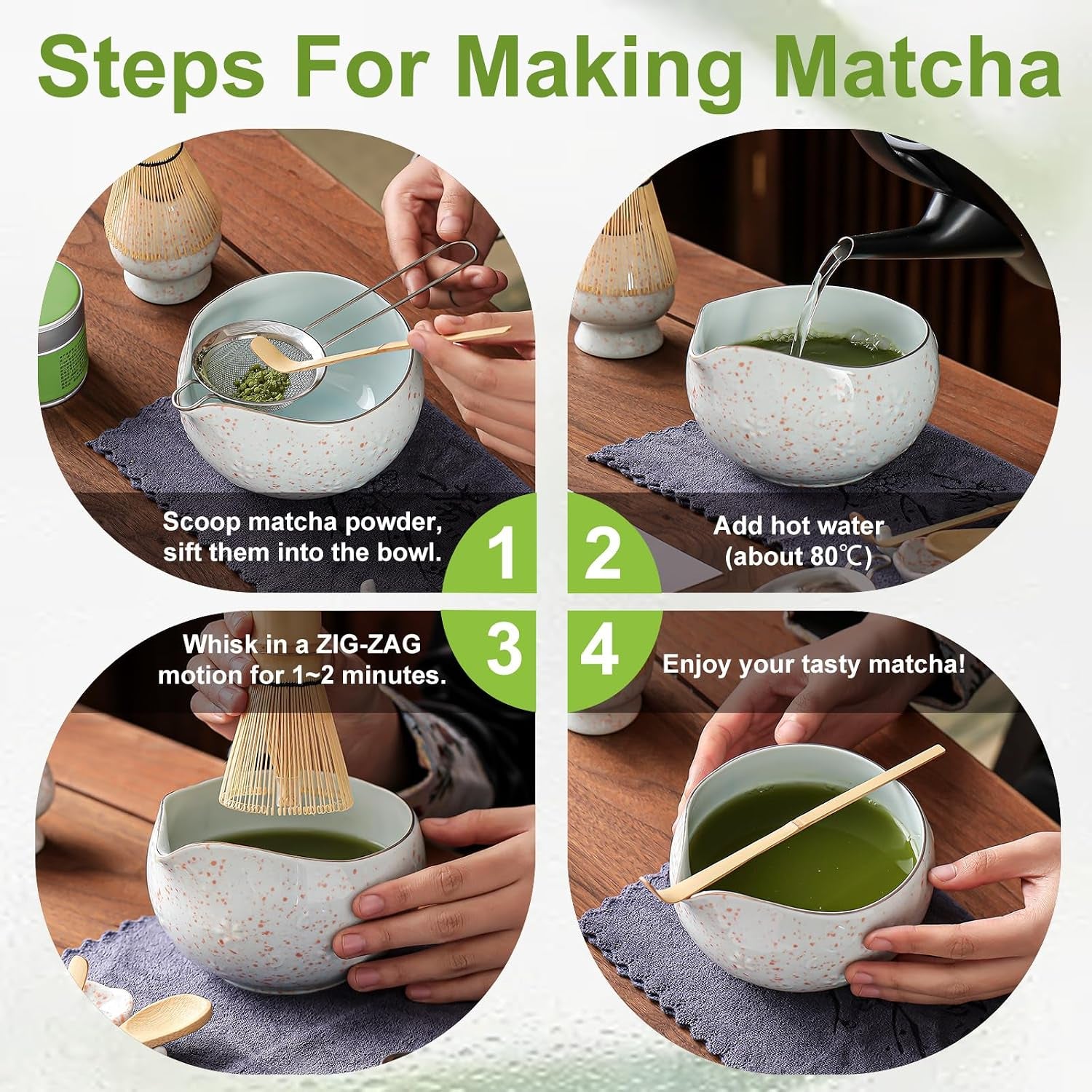 Matcha Whisk Set, 9 Pcs Ceramic Matcha Set, Gifts for Women | Matcha Bowl with Spout and Whisk, Matcha Kit for Matcha Lovers, Ideal Gift Christmas(Cherry Bloom-Red Spot)