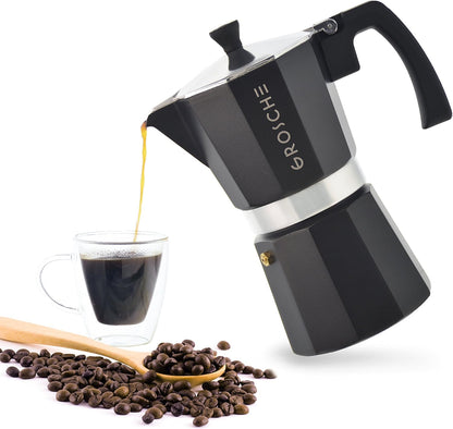 Milano Stovetop Espresso Maker Moka Pot Cuban Coffee Maker Stovetop Coffee Maker Moka Italian Greca Brewer Percolator | 6 Espresso Cup, Black