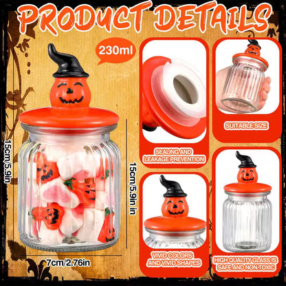 4-Pack Food Storage Canister with Airtight Ceramic Lid for Halloween Party Tea and Cookie Table Decoration, Orange
