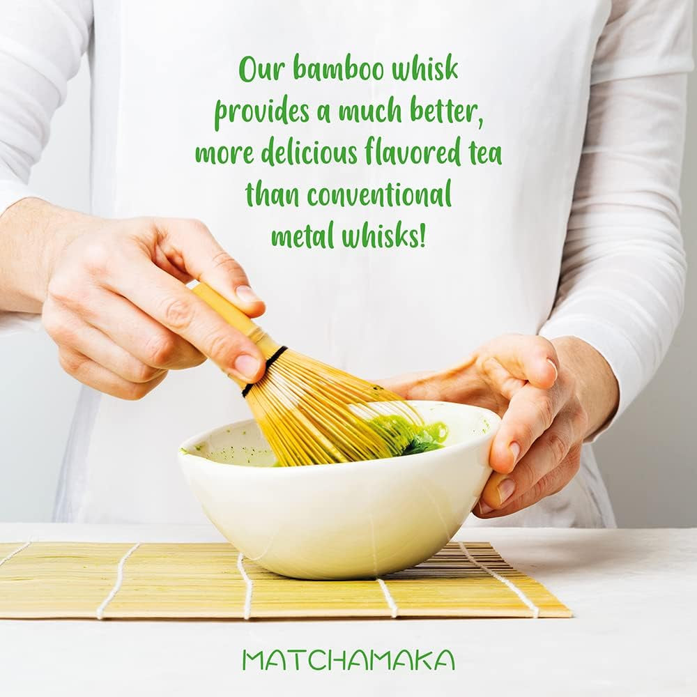 Premium Matcha Green Tea Whisk - 100 Prong -  Traditional Japanese Bamboo Matcha Whisk - Green Tea, Matcha Latte, Matcha Ceremonial Powder, Matcha Tea - the Perfect Matcha Ceremony Whisk