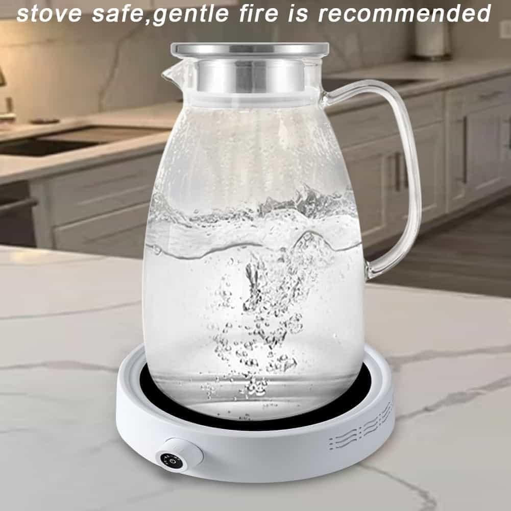 Glass Pitcher with Lid,68 Oz Water Pitcher for Hot Cold Drinks,Glass Water Pitch