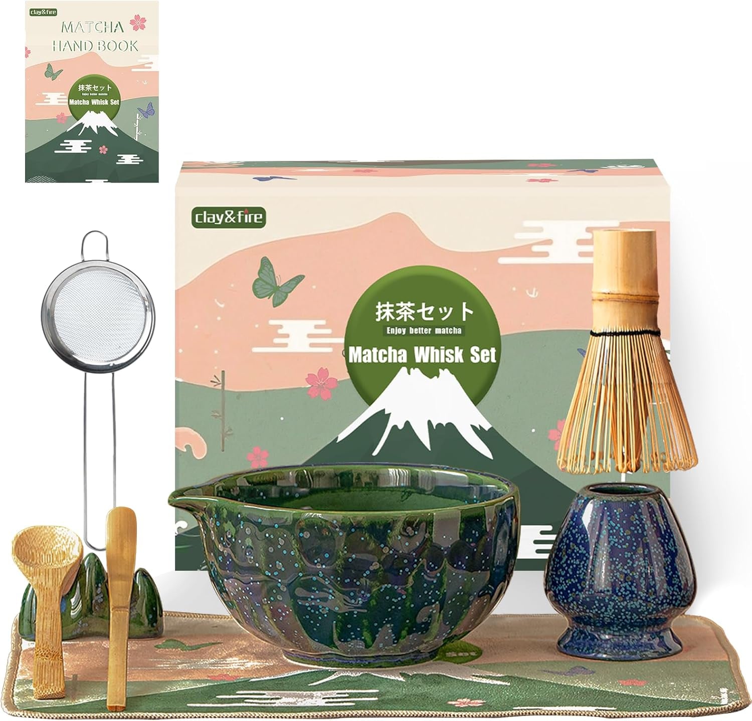 Matcha Whisk Set, 9 Pcs Ceramic Starry Matcha Set for Beginner | Matcha Bowl with Spout and Whisk, Matcha Tea Kit for Matcha Lovers, Ideal Gift for Friend
