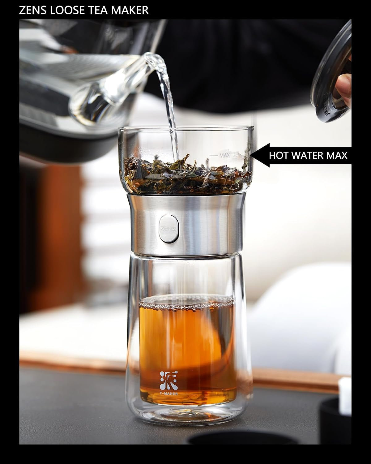 Modern Tea Infuser Teapot, One Touch Tea Maker for Loose Leaf Tea | Glass Magic Tea Pot, Mess Free Tea Steeper with Insulated Mug, Portable Tea Infuser with Case for Tea Lovers